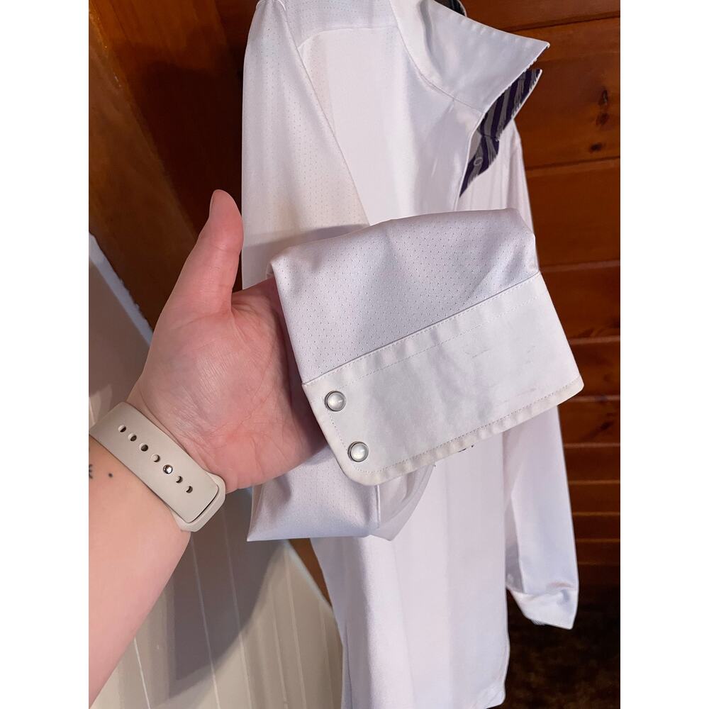 Essex Beacon Hill Equestrian Show Shirt Sun Shirt Purple Stripe Collar/Sleeve - Picture 5 of 7
